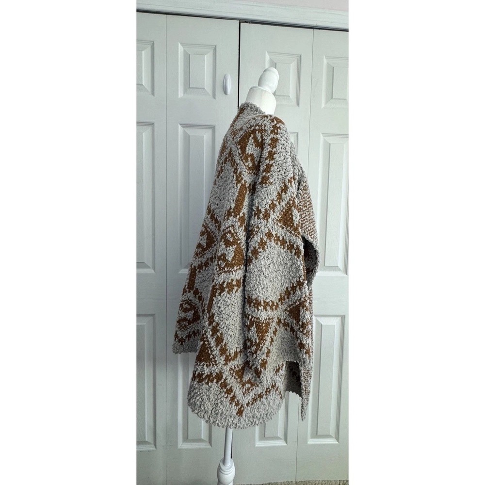 POL Aztec Geometric Oversized Chunky Knit Cardigan Women Small Brown Winter Cozy - Picture 3 of 11